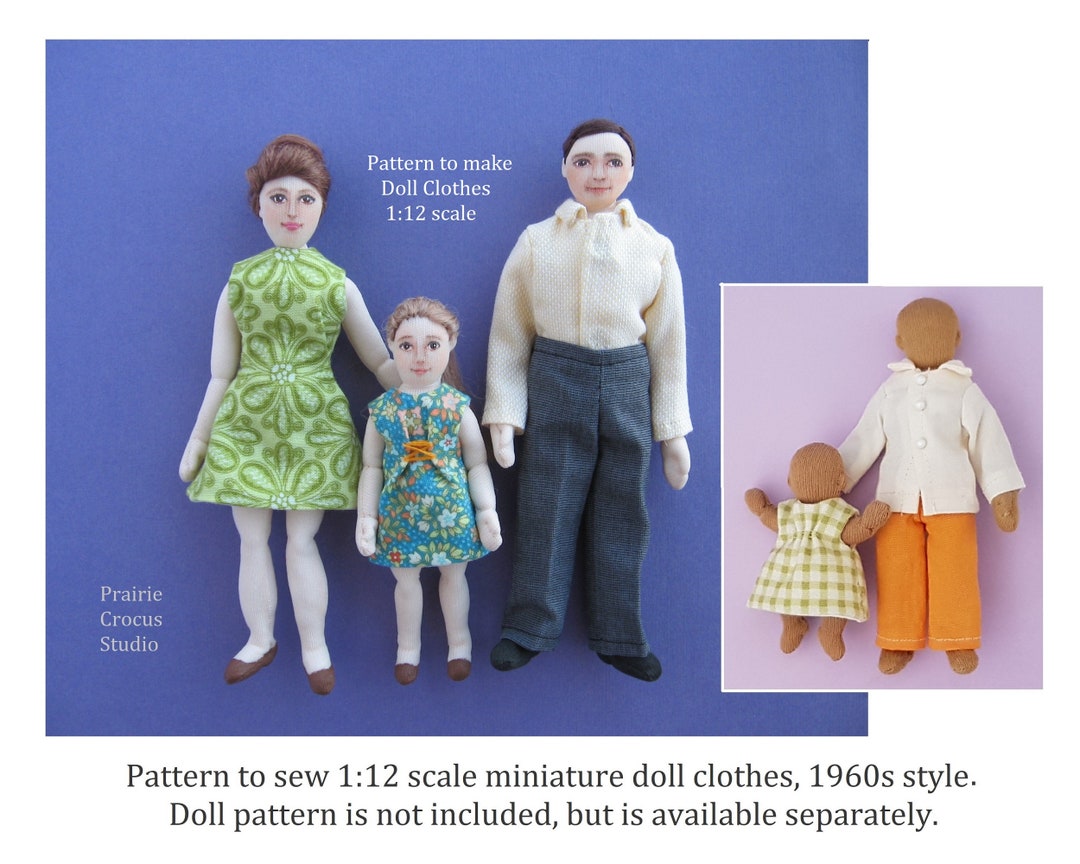 PDF Sewing Pattern 1:12 Scale Doll Clothes, DIY 1960s Style Costumes ...