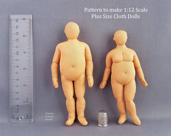 Modello di cucito PDF in scala 1:12 per bambole di stoffa di grandi dimensioni, manichino in miniatura snodabile fai da te, scultura morbida, lingua inglese