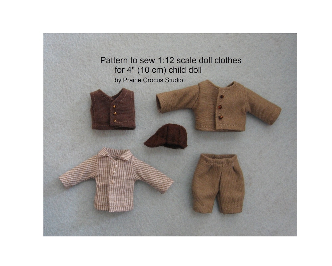 PDF Sewing Pattern 1:12 Scale Doll Clothes, DIY Prairie Pioneer Boy  Costume, Doll Not Included, Miniature Frontier Style, English Language -   Canada