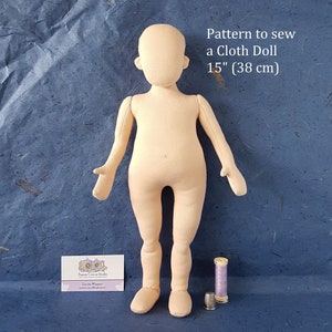 PDF sewing pattern for 15 inch cloth doll 38 cm, DIY miniature mannequin 1:3 scale child, English language