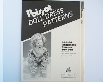 Doll clothes pattern for 24” toddler doll, Happiness Romper Poissot DPP164 pattern destash.
