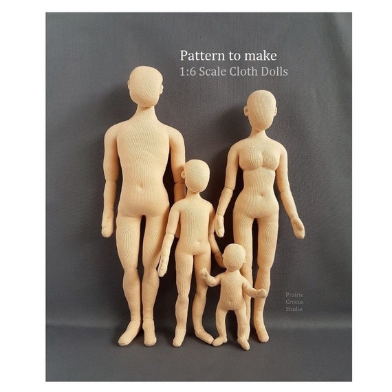 PDF sewing pattern 1 6 scale cloth doll family DIY posable