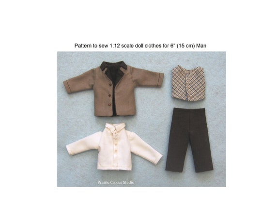 PDF Pattern 1:12 Scale Doll Clothes, DIY Shirt and Trousers Sewing Pattern  