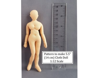 Patron de couture PDF femme 5,5 pouces, poupée en tissu 14 cm, mannequin miniature articulé à monter soi-même, langue anglaise