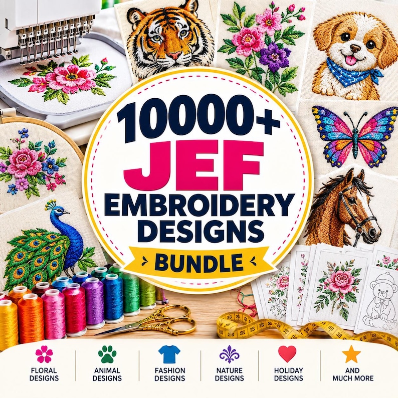 11,000+ JEF Embroidery Designs Bundle, Machine Embroidery Designs Mega ...
