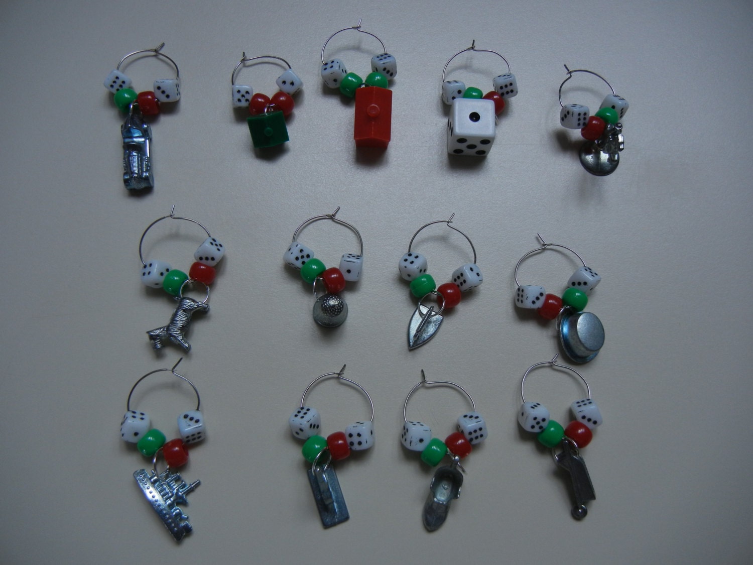 Monopoly Themed Wine Charms with Pouch Set of 14