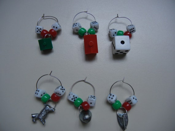 Monopoly Themed Wine Charms with Pouch Set of 14