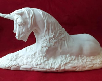 Ready to Paint Large Detailed Ceramic Unicorn - 13.5 inches long