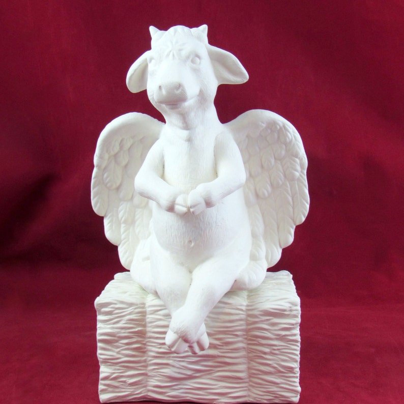 Holy Cow Ready to paint ceramic bisque sitting cow angel Etsy