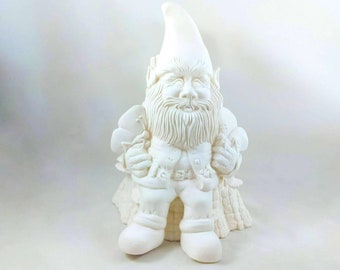 Ready to Paint- Sitting Butterfly Gnome - bisque lawn or garden gnome, outdoor or indoor