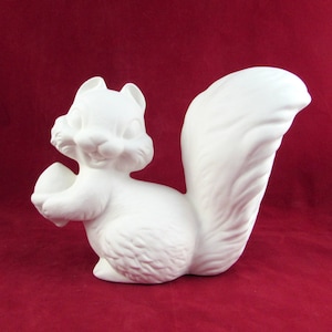 Ceramic Ready to paint Cute Squirrel with an acorn - 7 inches - ceramic, ready to paint, bisque, DIY