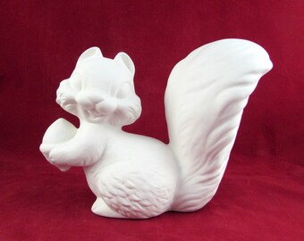 Ceramic Ready to paint Cute Squirrel with an acorn - 7 inches - ceramic, ready to paint, bisque, DIY