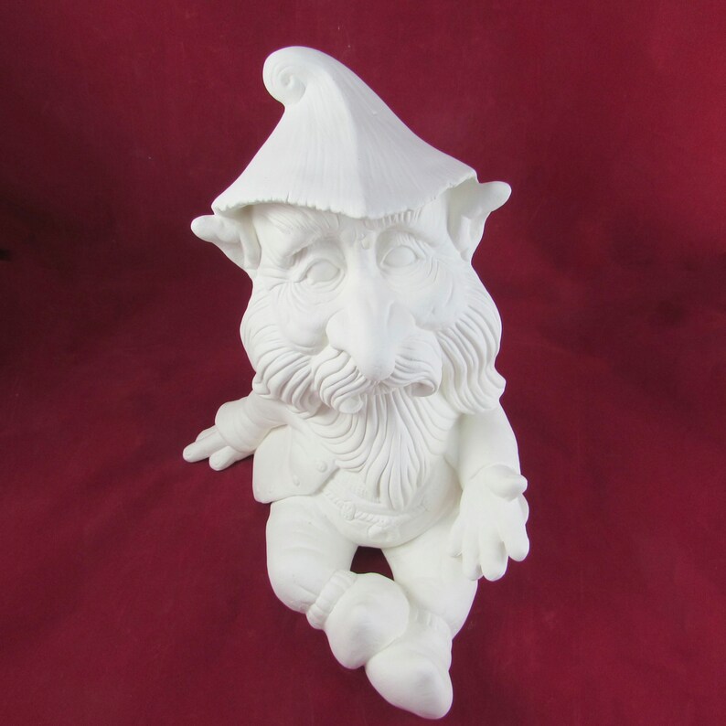 Ready to Paint Ceramic Sitting Gnome withHand Out 11 inches Etsy