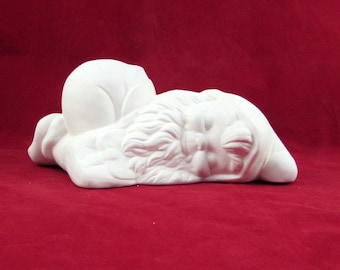 READY TO SHIP-Ceramic Ready to Paint  Lying Down Gnome - 8 inches,  lawn or garden gnome, outdoor or indoor