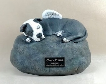 Custom Pit Bull - Ceramic Bottom Loading Pit Bull Hand Sculpted and Painted Dog Cremation Urn  -Pet hand made urn