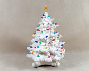 Ready to Paint-Small Ceramic Christmas Fir Tree kit with base -8.5 inches DIY-electric kit and pinlights/star included