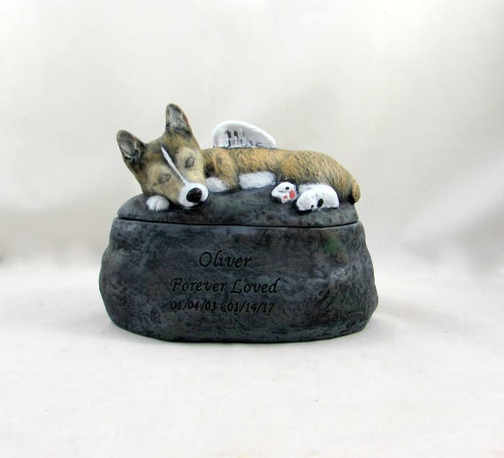 Corgi Ceramic Hand Sculpted and Painted Dog Cremation Urn -pet
