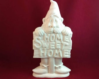 Ready to Paint-Large Home Sweet Home garden gnome, outdoor or indoor