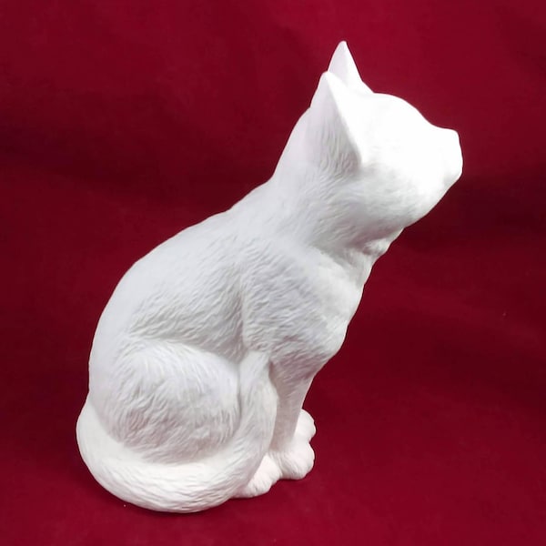 READY TO SHIP-Ceramic Ready to Paint Standing Kitty Cat,  9 inches high, handmade, ceramic bisque