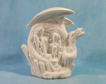 READY TO SHIP- Ceramic Ready to Paint iCE  Dragon  -7  1/2  inches tall