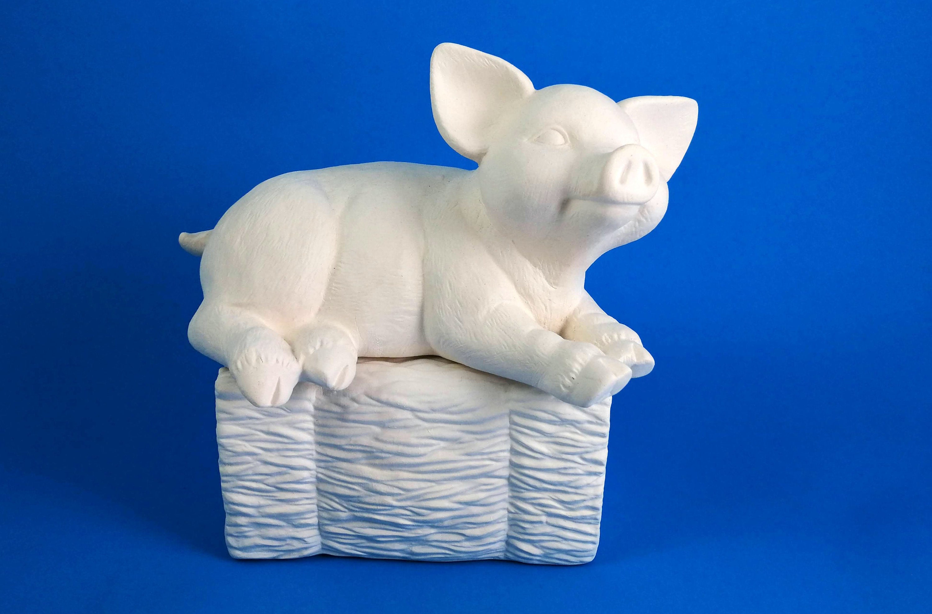 Ceramic Bisque UPaint Piggy Pig Lying On Side Unpainted Ready To Paint