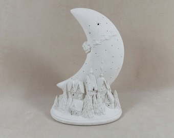 READY TO SHIP-Ceramic Ready to Paint  Santa Claus night light - 9 inches tall -bisque- electric light included