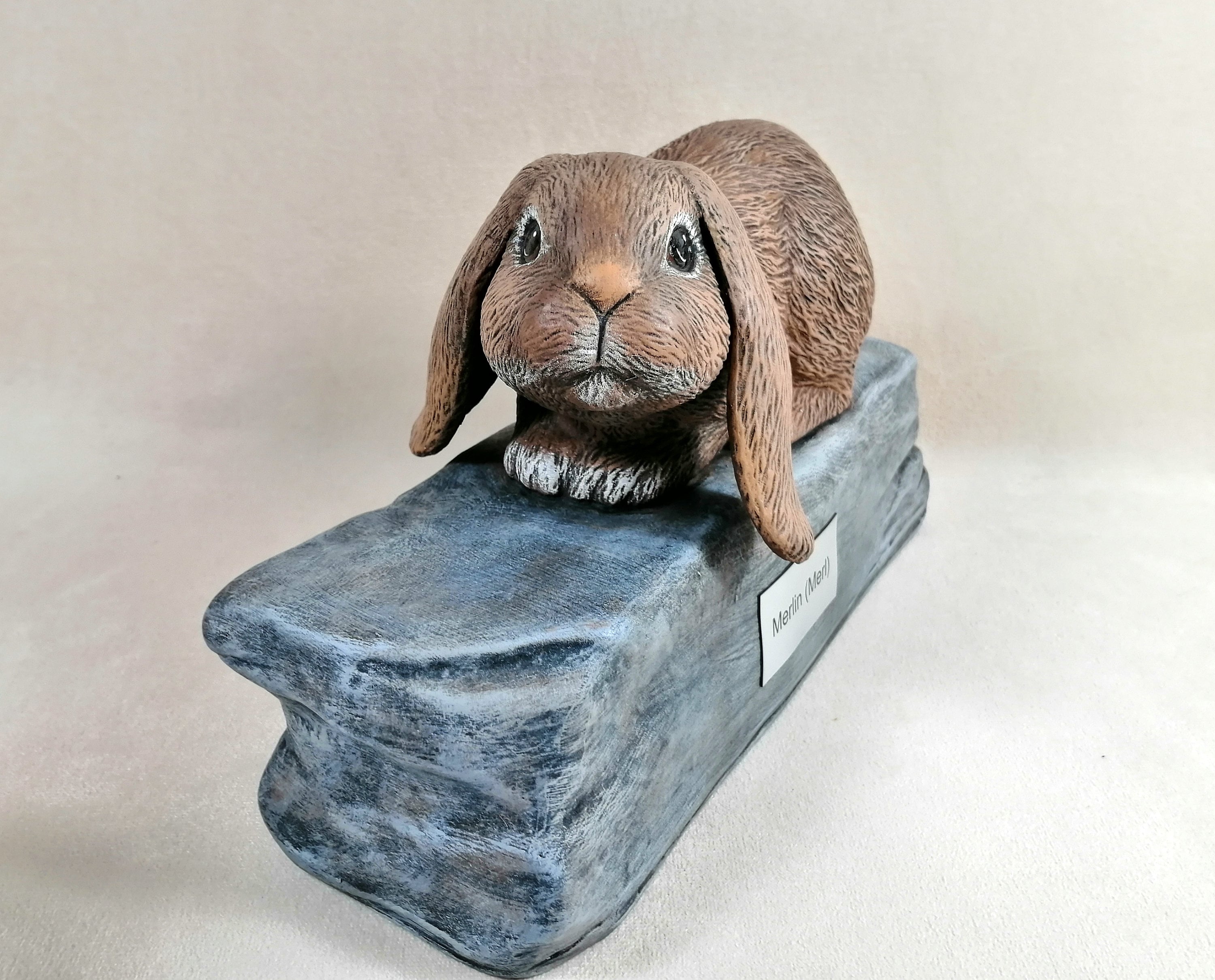 Ceramic Engraved Painted Bottom Loading Lop Eared Rabbit or Bunny Cremation Urn With Plastic Name Plate Hand Made Pet Urn Etsy