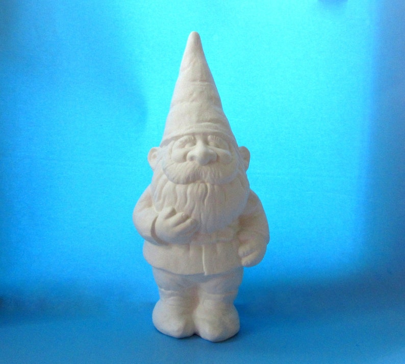 Ceramic Unpainted Garden Gnome 14 Inches Lawn Or Garden Etsy