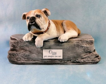 Custom Painted Bulldog Cremation Urn  -Pet hand made urn with plastic name plate. Made to order