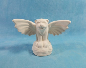 READY TO SHIP-Ready to Paint Ceramic Highly Detailed Panther Gargoyle 5 inches, decor, halloween