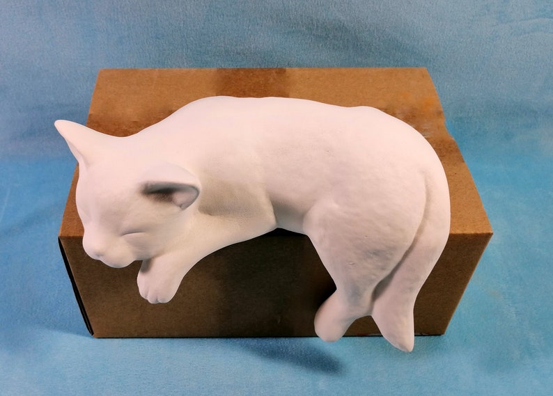 Ceramic Ready to Paint shelf Sitter Cat 8 Inches Long, DIY, Decor Etsy