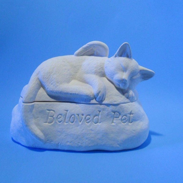 Ready to Paint-Ceramic Engraved Cat Cremation Urn-handmade pet urn (3-5 words)