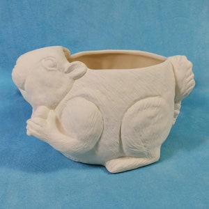 Ready to Ship - Ceramic Ready to paint Cute Squirrel Pot or Planter - 6 inches long- ceramic, ready to paint, bisque, DIY