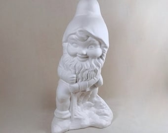 Large Ceramic Ready to Paint Vintage Style  Gnome - 17 inches,  lawn or garden gnome, outdoor or indoor