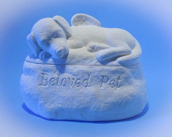 Ready to Paint-Engraved Ceramic Dog Cremation Urn - Pet hand made urn (3-5 words)