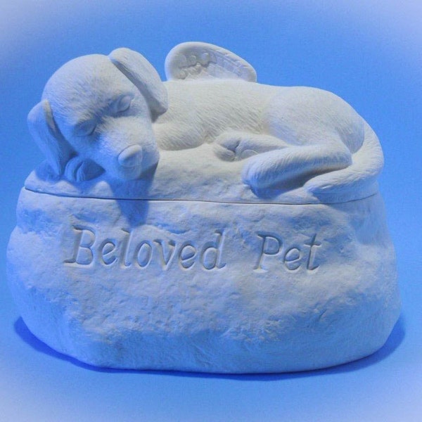 Ready to Paint-Engraved Ceramic Dog Cremation Urn - Pet hand made urn (3-5 words)