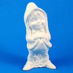 Ready to paint, Small Vintage Style Female Garden Gnome  5 inches tall - lawn or garden , outdoor or indoor