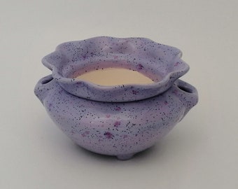 READY to SHIP-Small Self - WateringPurple Art Glaze Ceramic African Violet Pot,hand painted, 2 piece, indoor, outdoor, lawn or garden