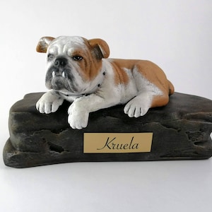 Custom Paint Bulldog Cremation Urn  -Pet hand made urn