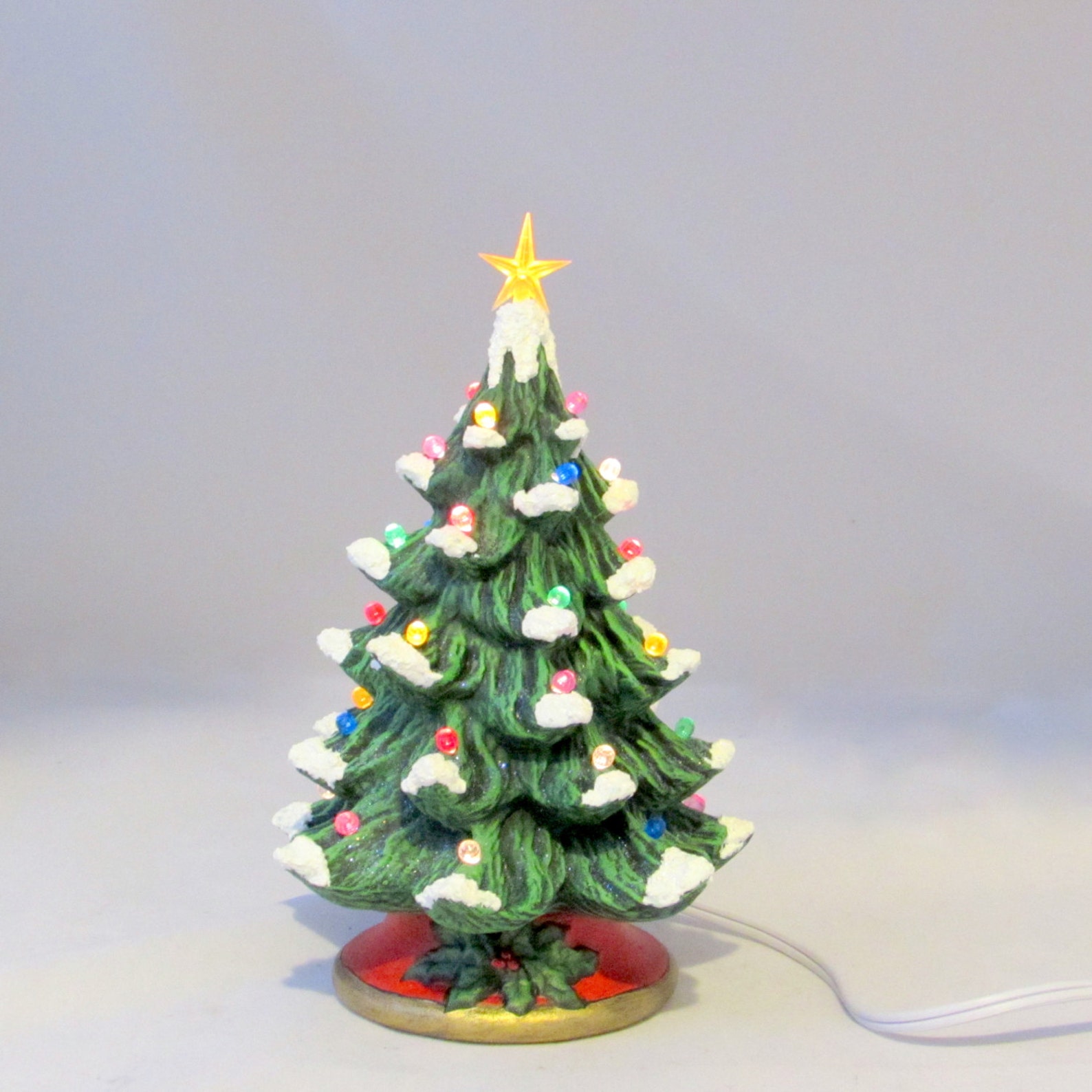 Small Ceramic Christmas Tree with faux snow 7 inches with Etsy