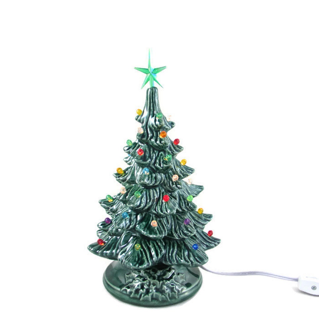 Large Vintage Style Glazed Ceramic Christmas Tree -16inches With Base ...