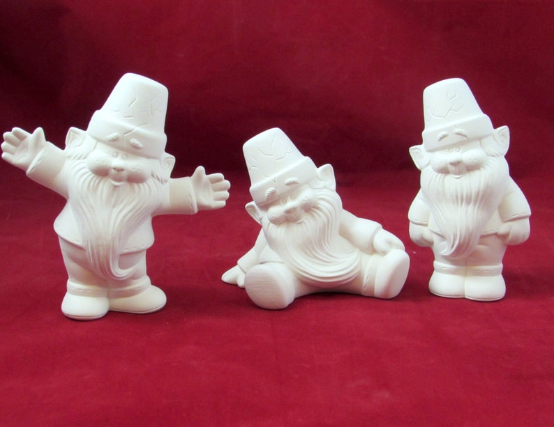 Ceramic Ready to Paint Partying Garden Gnomes SET OF THREE | Etsy