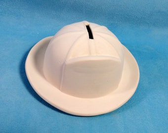 READY To SHIP -Ready to Paint Firefighter Savings Bank - Ceramic Bisque - DIY, , ceramic bisque