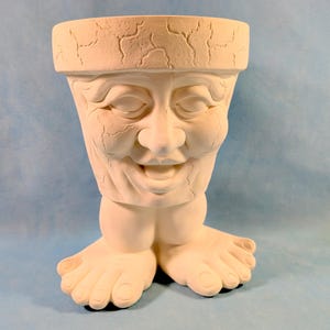 Ready to Paint - Super Cute  "Waddle"  Planter with fired glaze interior and drainage hole for outdoor use