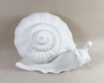 READY To SHIP - Ready  To Paint- Ceramic Large Snail- Lawn & Garden-DIY