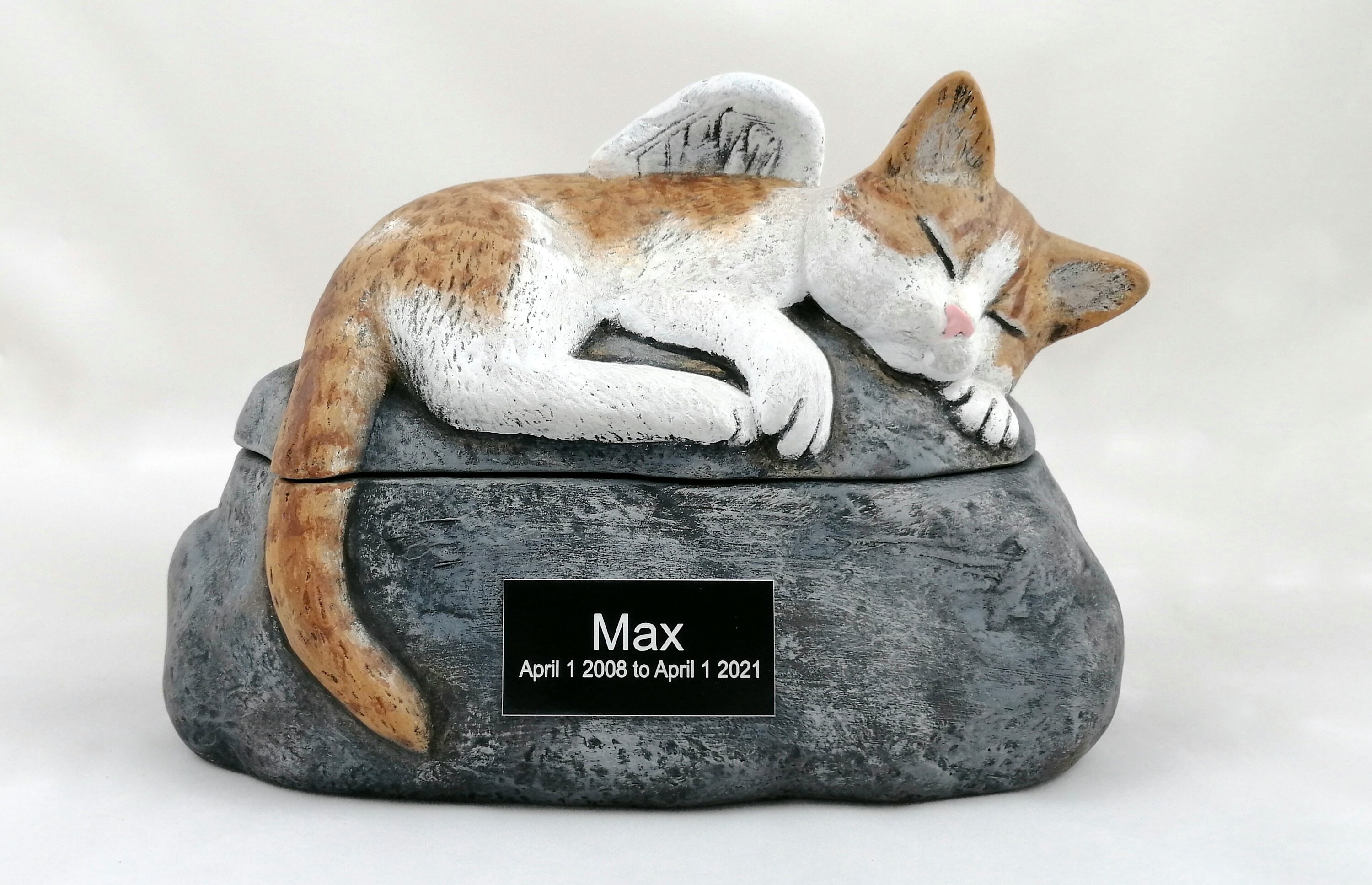 Ceramic Engraved Painted Cat Cremation Urn With Plastic Name Etsy
