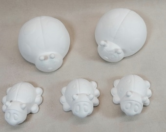 Ready to Paint Garden Accessories - set of 5 ladybugs,lawn and  garden, indoor, outdoor-DIY