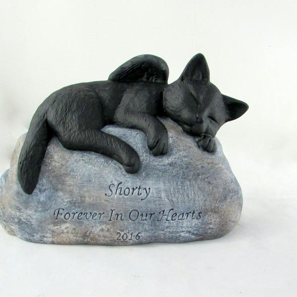 Ceramic Engraved/Customized Painted Cat Grave Marker with Shortened Tail - hand made, customized, indoor or outdoor