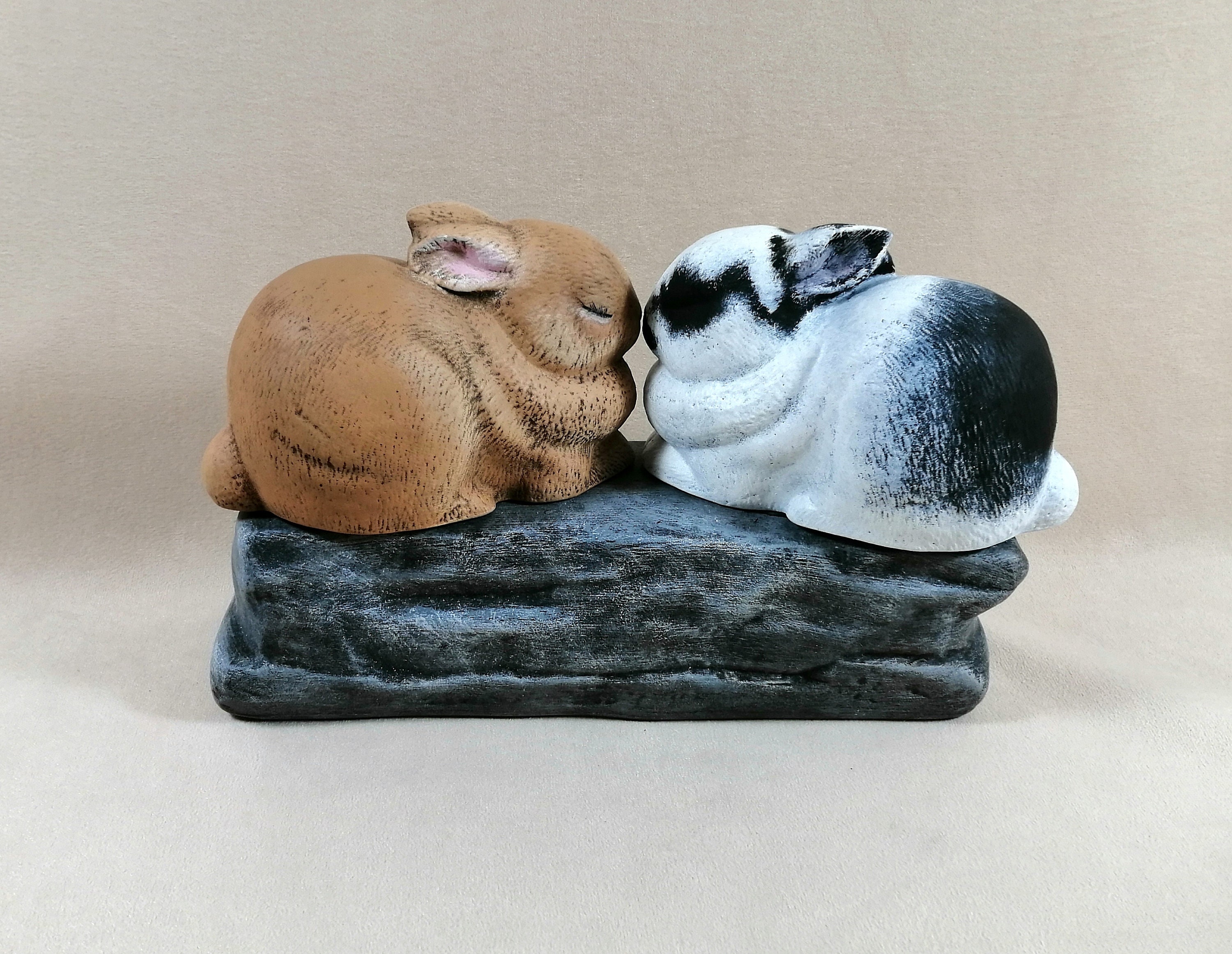 Ceramic Engraved Custom Painted Bottom Loading Double Rabbit or Bunny ...