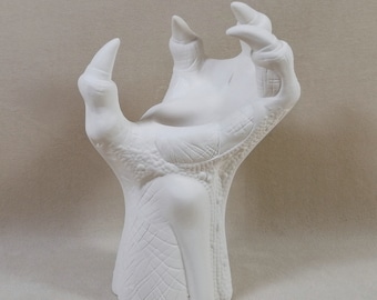 Ready to Paint-Ceramic Dragon Claw Candle and Crystal Holder - 7 inches-Unpainted Ceramic Bisque